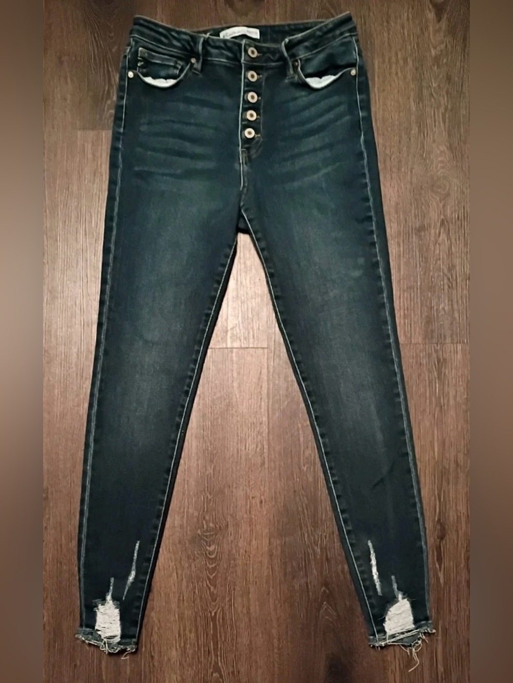 Kancan Jeans Exclusively For Maurices 29 Skinny Dark Wash Button Fly Frayed Leg